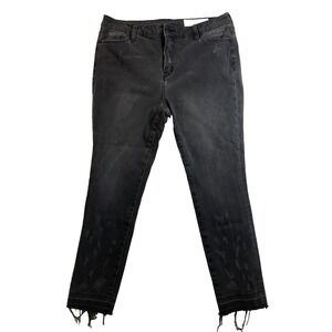 Mystree Premium Jeans Women's Size 29 Black Denim Skinny Raw Hem Distressed